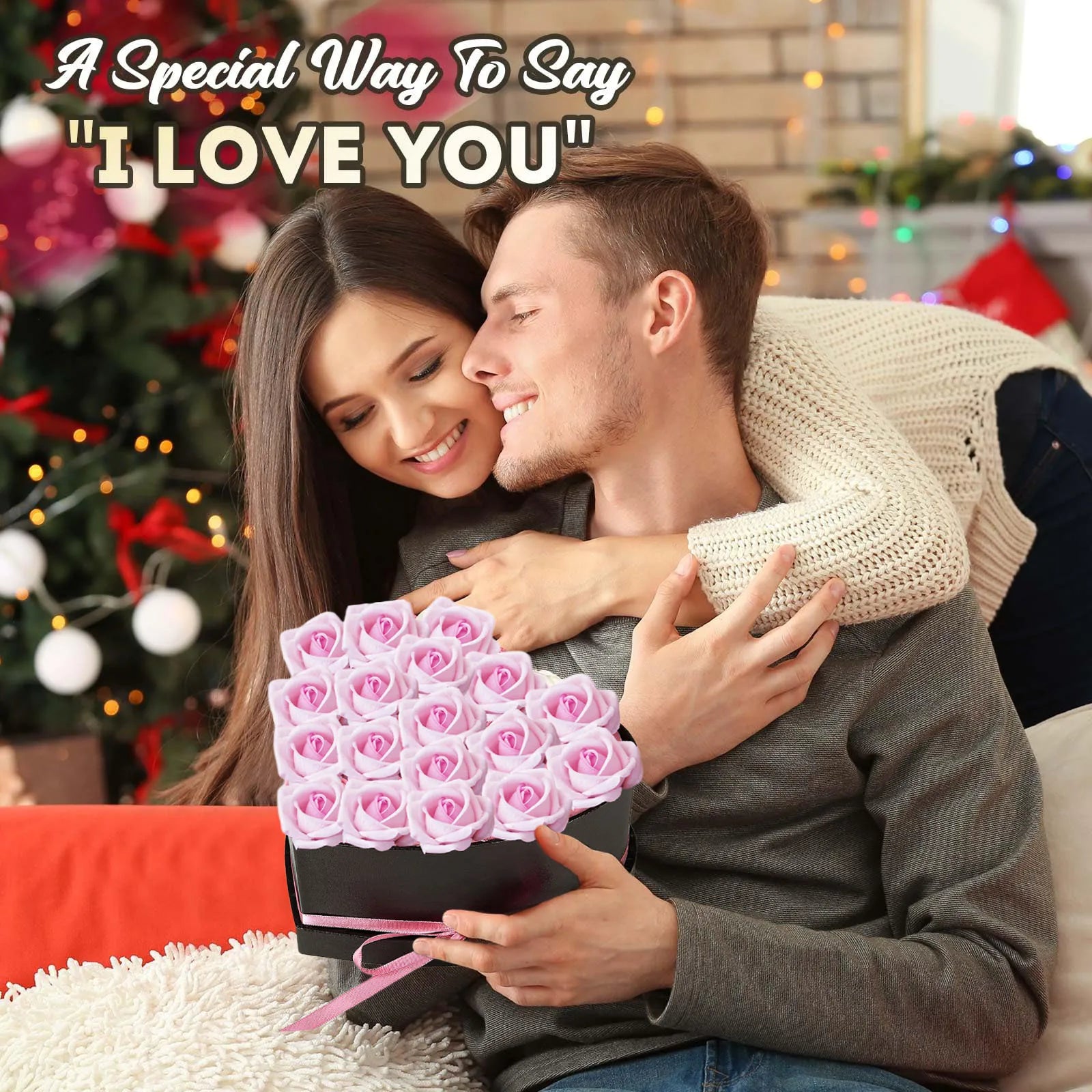 Coffret cœur 24 roses éternelles avec collier je t'aime 100 langues - vue 3