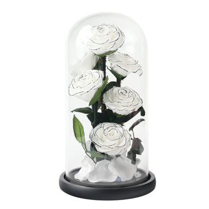 Composition de 6 Roses Éternelles sous Dôme