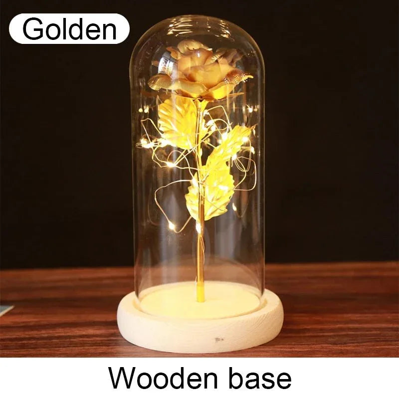 Rose Éternelle "Galaxie" sous Cloche Lumineuse - Rose Eternelle La Boutique