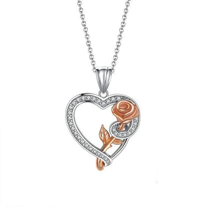 Collier en Argent 925 avec Cœur & Rose - Rose Eternelle La Boutique