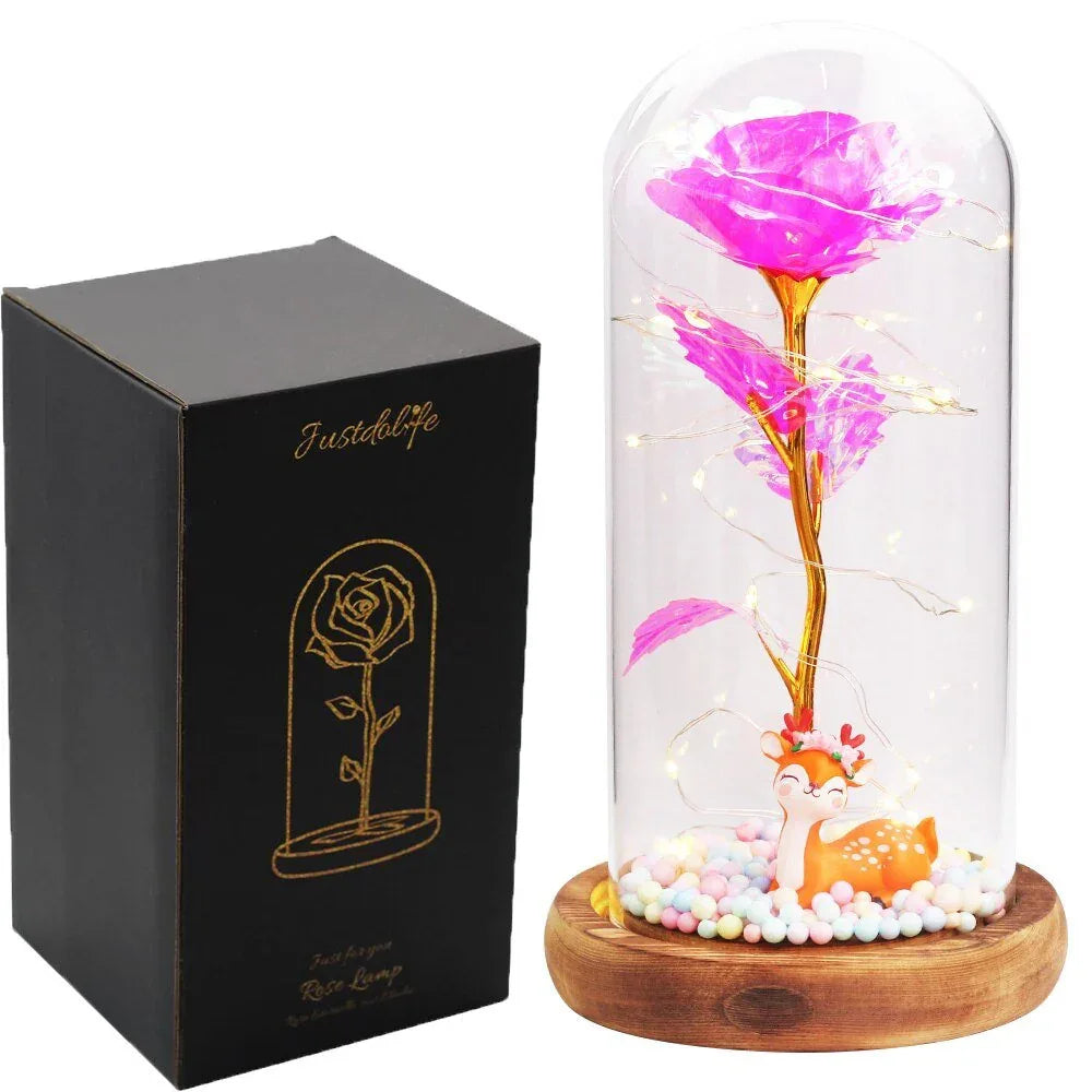 Rose Eternelle Sous Cloche Figurines Or 24K - Rose Eternelle La Boutique