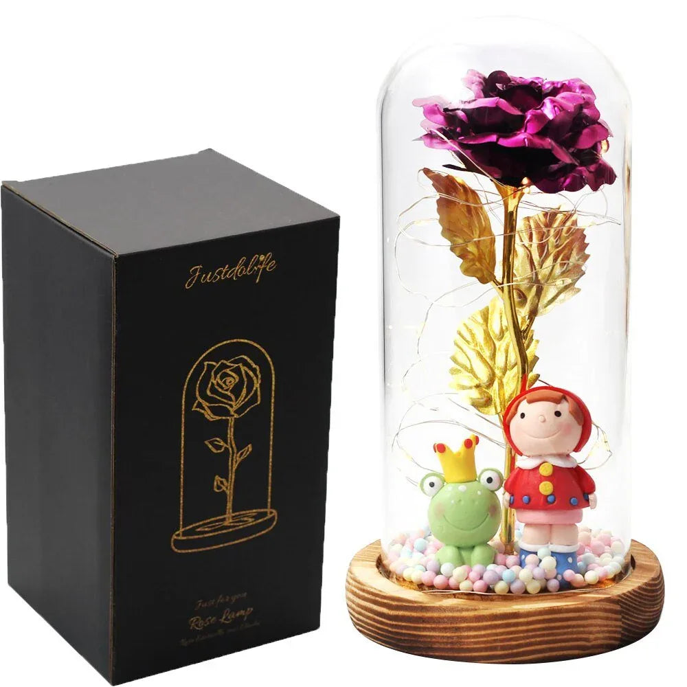 Rose Eternelle Sous Cloche Figurines Or 24K - Rose Eternelle La Boutique