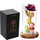 Rose Eternelle Sous Cloche Figurines Or 24K