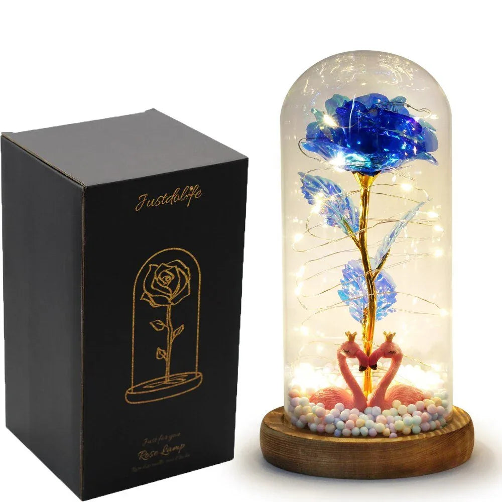 Rose Eternelle Sous Cloche Figurines Ours Or 24K - Rose Eternelle La Boutique