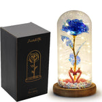 Rose Eternelle Sous Cloche Figurines Ours Or 24K