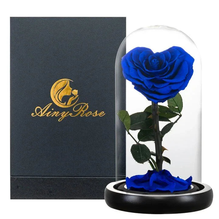 Rose Eternelle en Cœur Sous Cloche ( Choix de Couleur ) - Rose Eternelle La Boutique