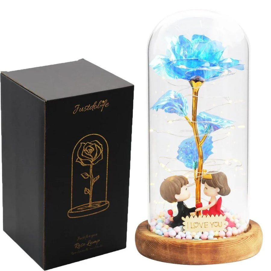 Rose Eternelle Sous Cloche Figurines Ours Or 24K - Rose Eternelle La Boutique