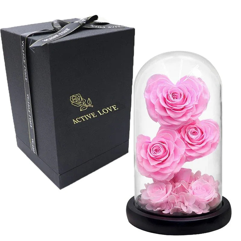Rose Eternelle en Cœur Sous Cloche ( Choix de Couleur ) - Rose Eternelle La Boutique