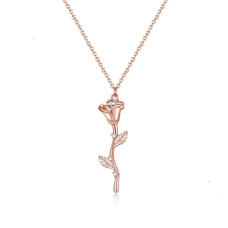 Collier en Argent avec pendentif en forme de Rose - Rose Eternelle La Boutique