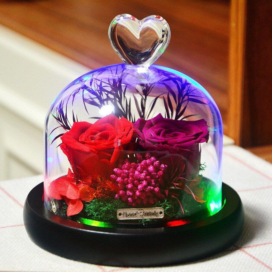 Rose Eternelle Sous Cloche (Trio de Fleurs Bleu) - Rose Eternelle La Boutique