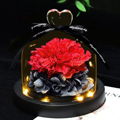 Rose Eternelle Sous Cloche (Trio de Fleurs Rouge) - Rose Eternelle La Boutique