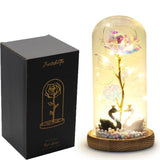 Rose Eternelle Sous Cloche Figurines Ours Or 24K