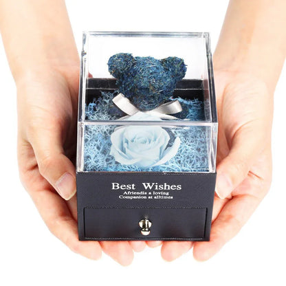Roses Eternelles Ourson Avec sa Boite - Rose Eternelle La Boutique