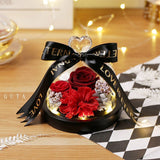 Rose Eternelle Sous Cloche (Trio de Fleurs Rouge)