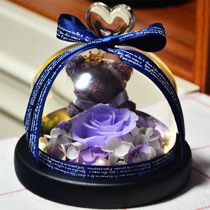 Oursons en rose avec Roses éternelles Collection 2023 - Rose Eternelle La Boutique