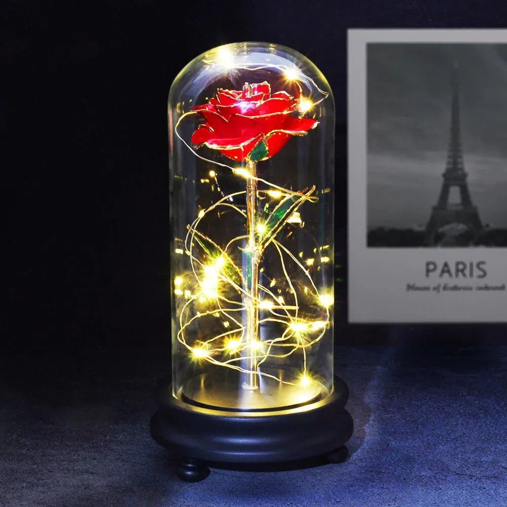 Rose Eternelle Lumineuse Rouge Or 24 k - Rose Eternelle La Boutique