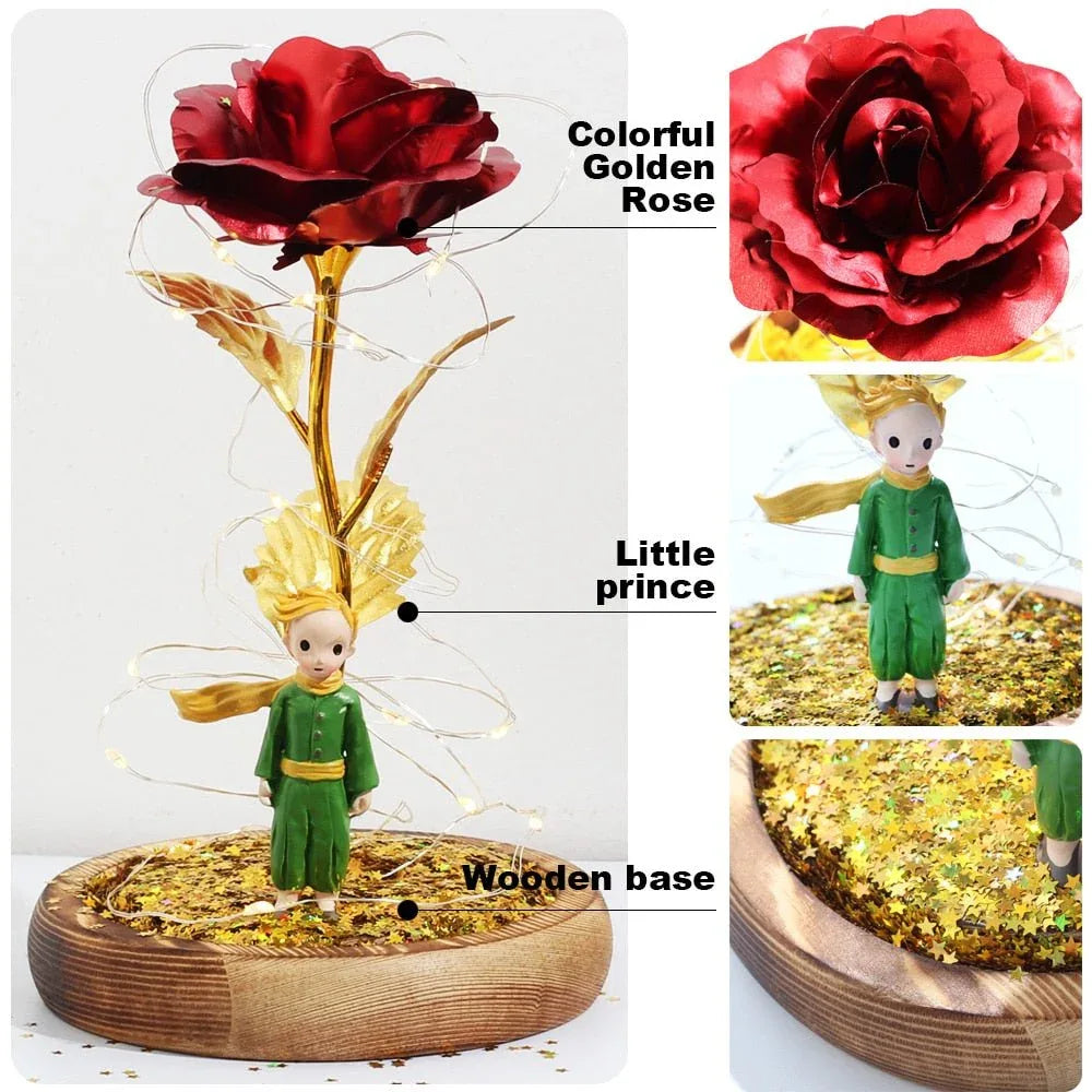 Rose Eternelle Sous Cloche Figurines Or 24K - Rose Eternelle La Boutique