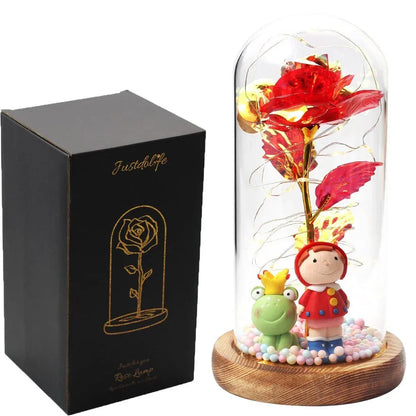 Rose Eternelle Sous Cloche Figurines Or 24K - Rose Eternelle La Boutique