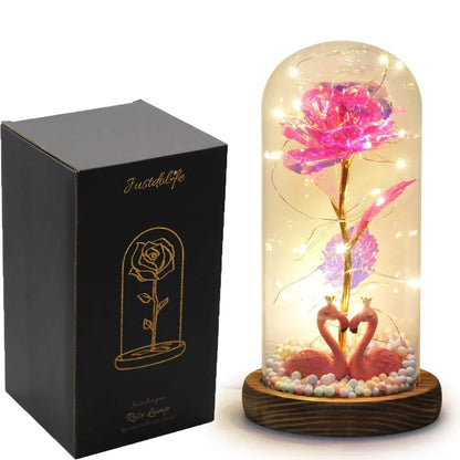 Rose Eternelle Sous Cloche Figurines Ours Or 24K - Rose Eternelle La Boutique