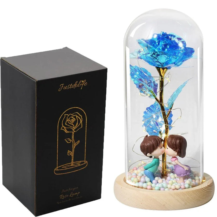 Rose Eternelle Sous Cloche Figurines Ours Or 24K - Rose Eternelle La Boutique