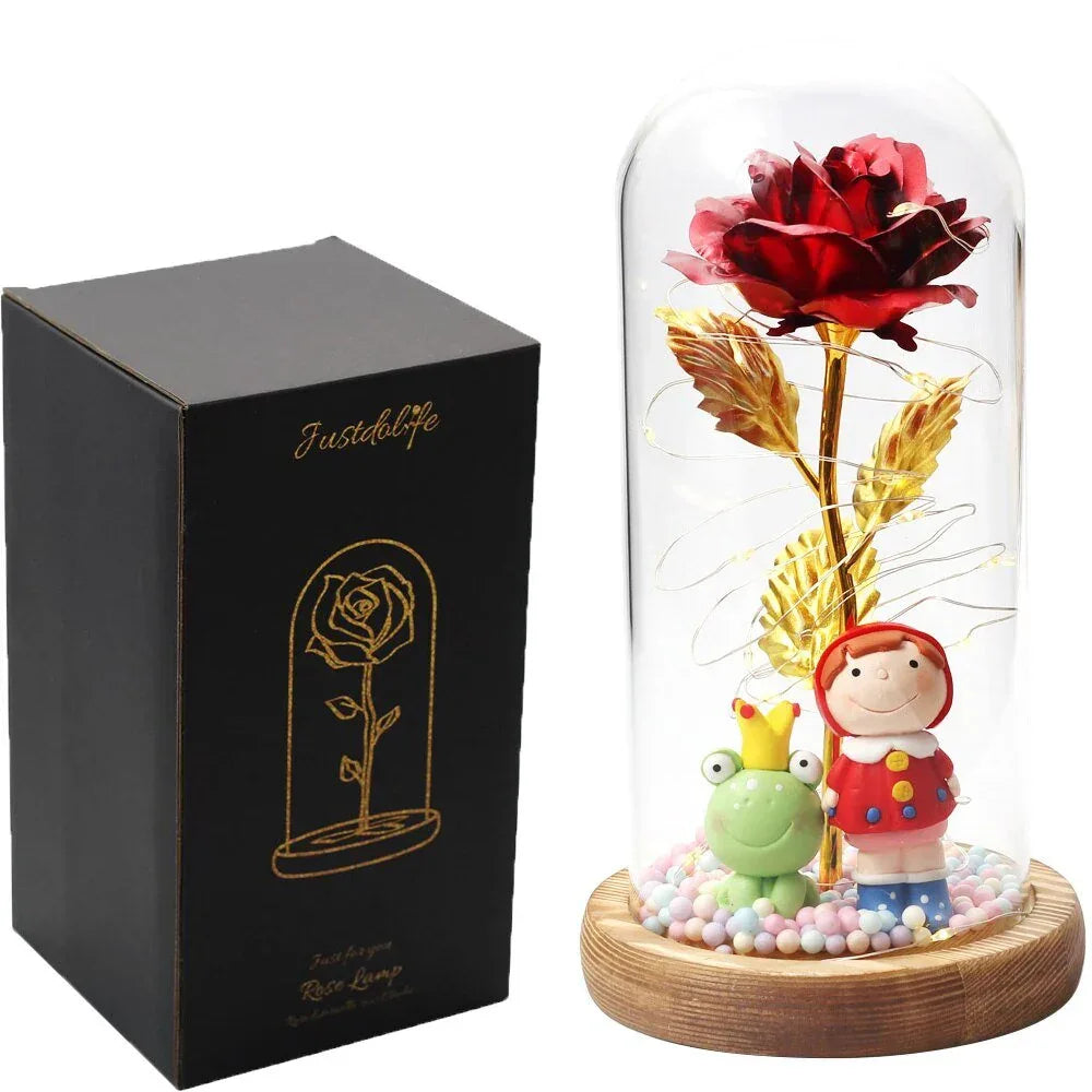 Rose Eternelle Sous Cloche Figurines Or 24K - Rose Eternelle La Boutique