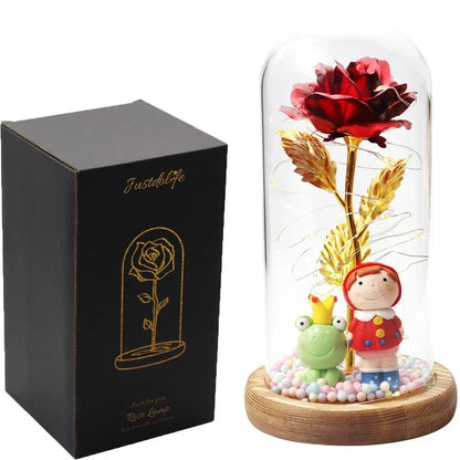 Rose Eternelle Sous Cloche Figurines Or 24K - Rose Eternelle La Boutique