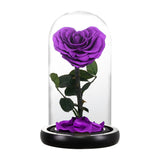 Rose Eternelle en Cœur Sous Cloche ( Choix de Couleur )