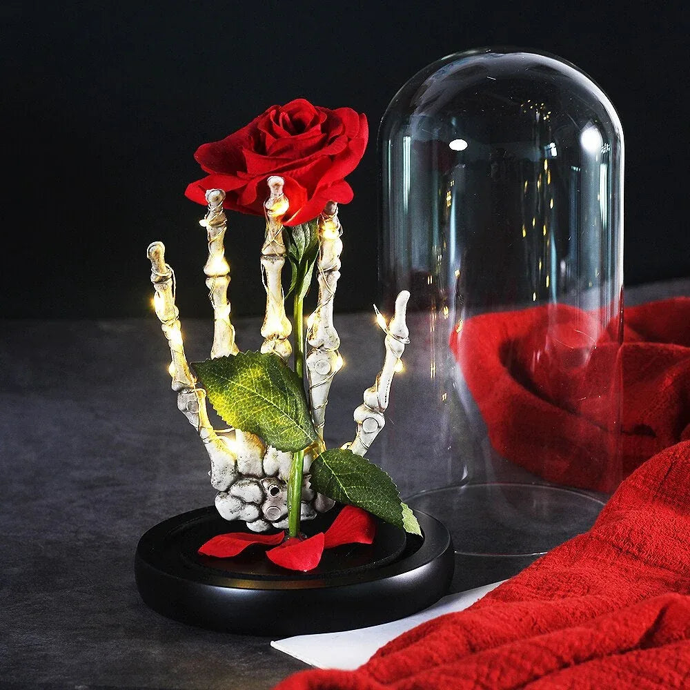 Rose Eternelle Rouge Sous Cloche Halloween - Rose Eternelle La Boutique