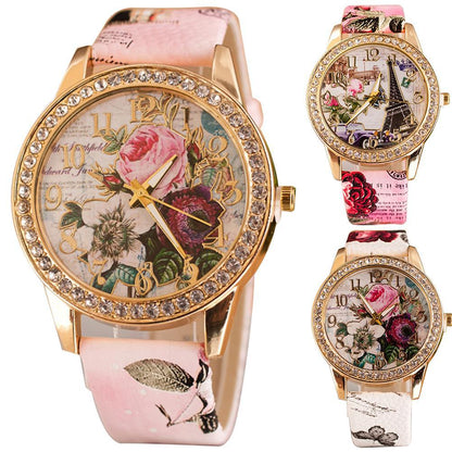 Montre a Quartz & Strass . Edition spéciale : Rose éternelle - Rose Eternelle La Boutique
