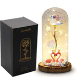 Rose Eternelle Sous Cloche Figurines Ours Or 24K