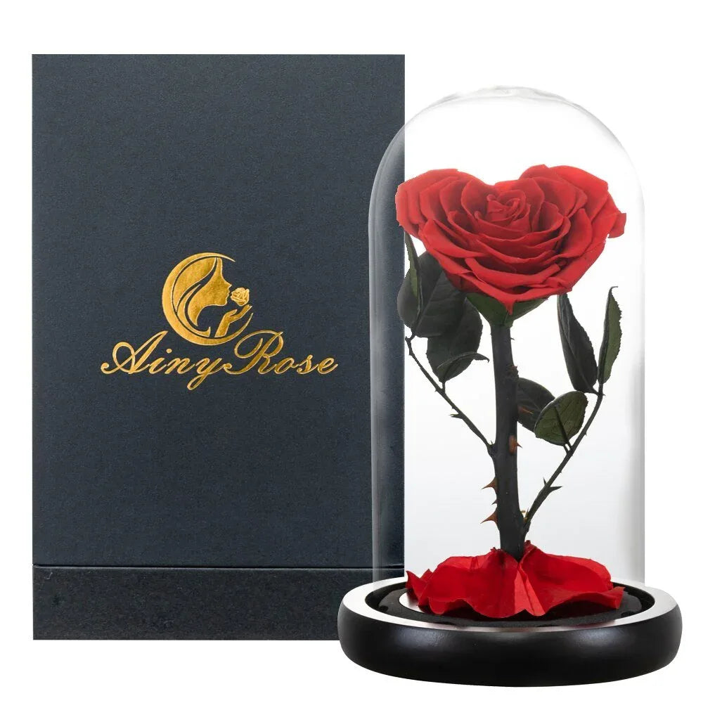 Rose Eternelle en Cœur Sous Cloche ( Choix de Couleur ) - Rose Eternelle La Boutique