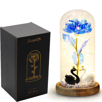 Rose Eternelle Sous Cloche Figurines Ours Or 24K - Rose Eternelle La Boutique