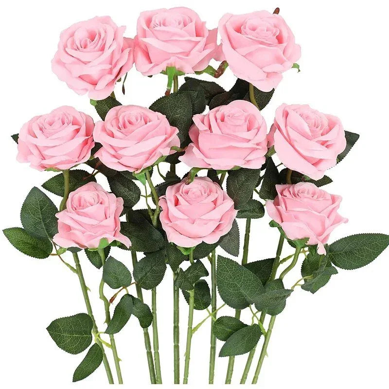 Décorez avec Élégance - 10 Fleurs Roses Artificielles - Rose Eternelle La Boutique