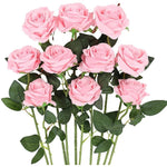 Décorez avec Élégance - 10 Fleurs Roses Artificielles