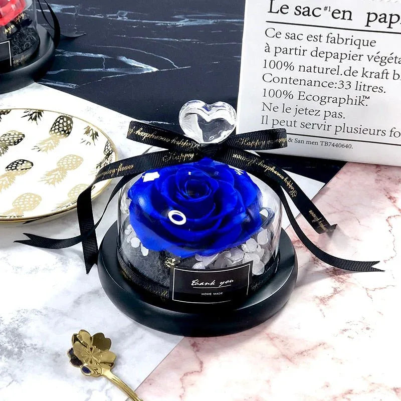 Rose Eternelle Sous Cloche (Trio de Fleurs Rouge) - Rose Eternelle La Boutique