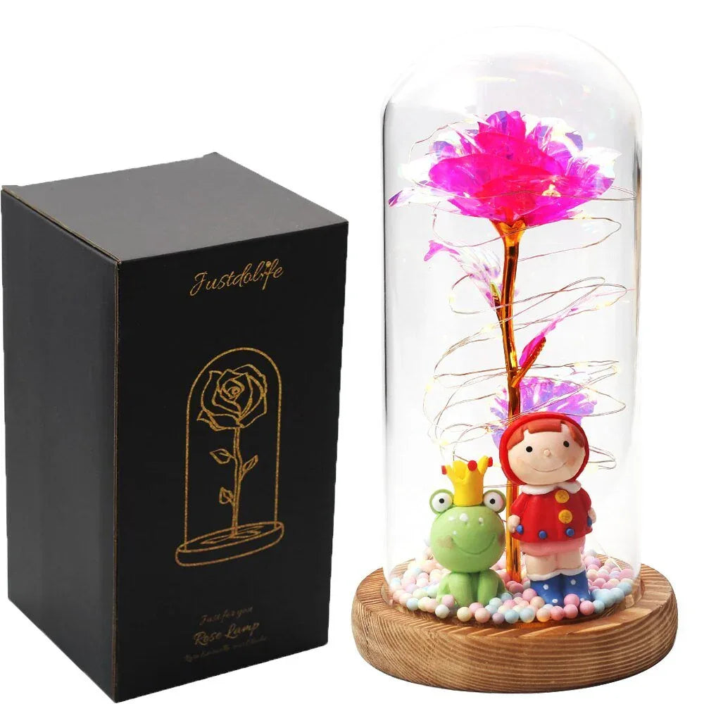 Rose Eternelle Sous Cloche Figurines Or 24K - Rose Eternelle La Boutique