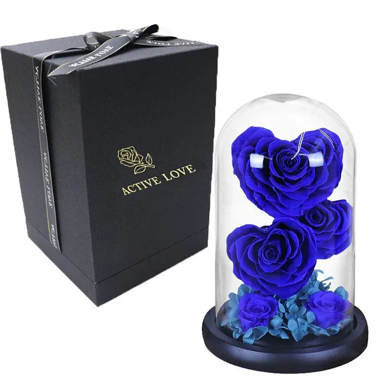 Rose Eternelle en Cœur Sous Cloche ( Choix de Couleur ) - Rose Eternelle La Boutique