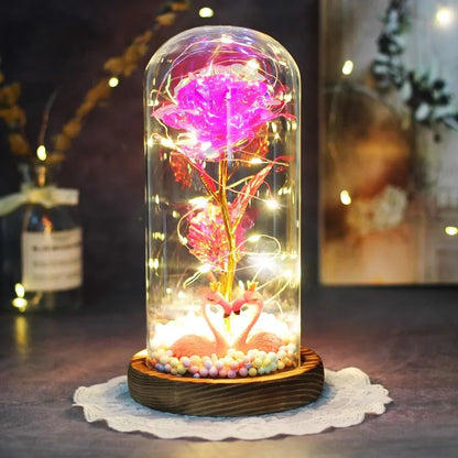 Rose Eternelle Avec son Cygne Or 24k - Rose Eternelle La Boutique