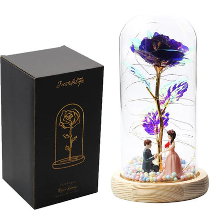 Rose Eternelle Sous Cloche Figurines Ours Or 24K - Rose Eternelle La Boutique