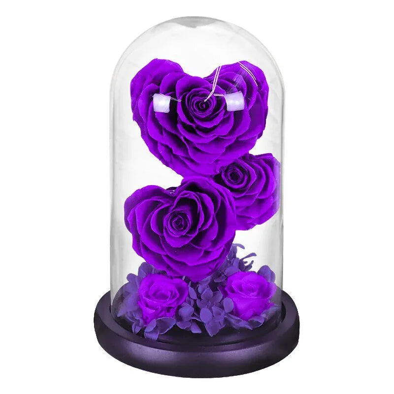 Rose Eternelle en Cœur Sous Cloche ( Choix de Couleur ) - Rose Eternelle La Boutique