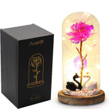 Rose Eternelle Sous Cloche Figurines Ours Or 24K