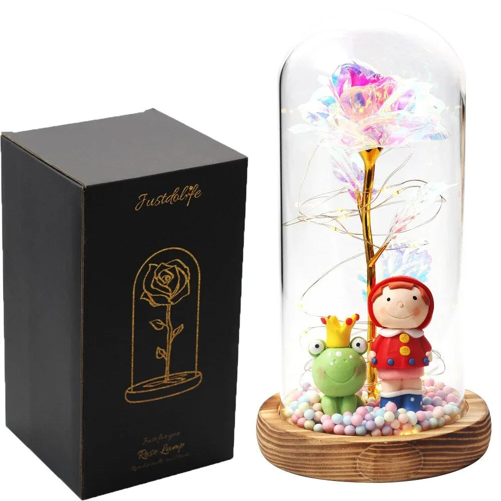 Rose Eternelle Sous Cloche Figurines Or 24K - Rose Eternelle La Boutique