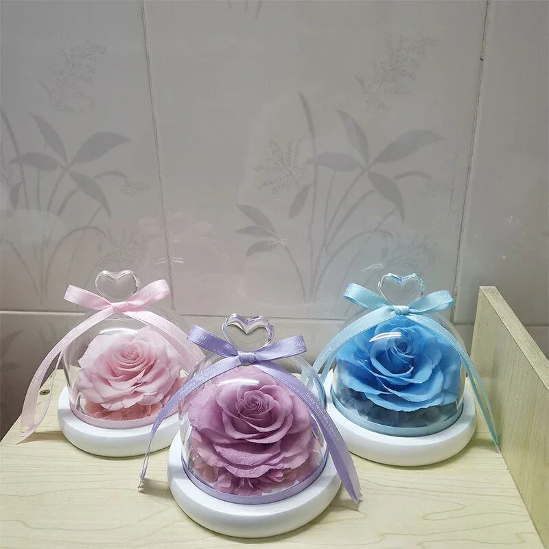 Rose Eternelle Sous Cloche (Trio de Fleurs Rouge) - Rose Eternelle La Boutique