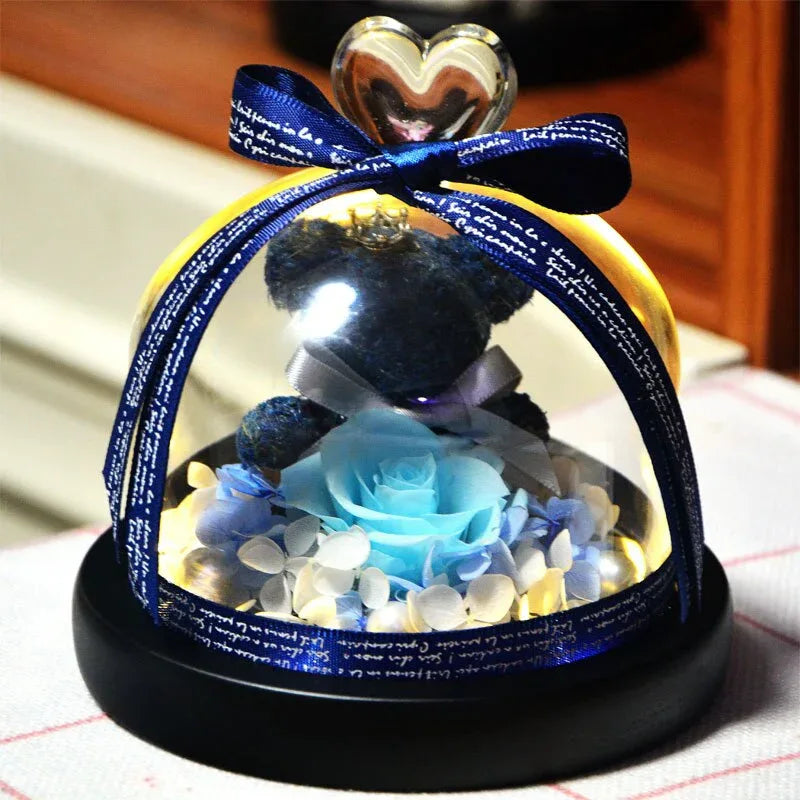 Oursons en rose avec Roses éternelles Collection 2023 - Rose Eternelle La Boutique