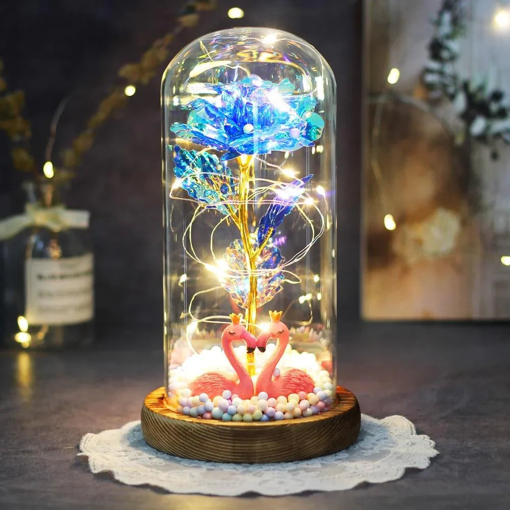 Rose Eternelle Avec son Cygne Or 24k - Rose Eternelle La Boutique