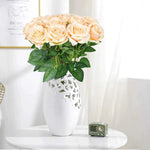 Décorez avec Élégance - 10 Fleurs Roses Artificielles