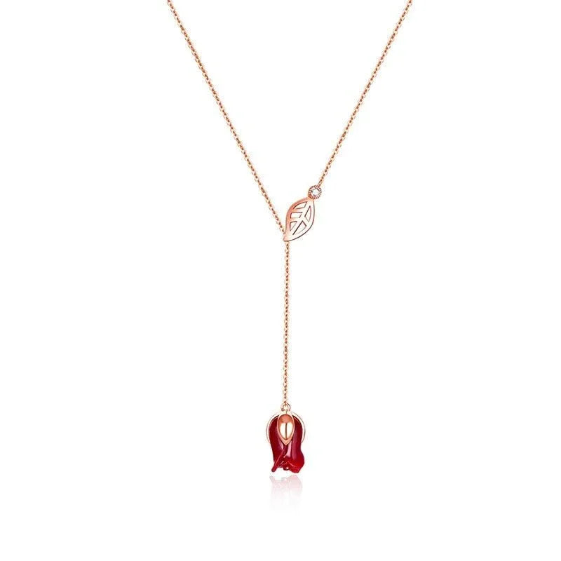Collier en Argent avec pendentif en forme de Rose - Rose Eternelle La Boutique
