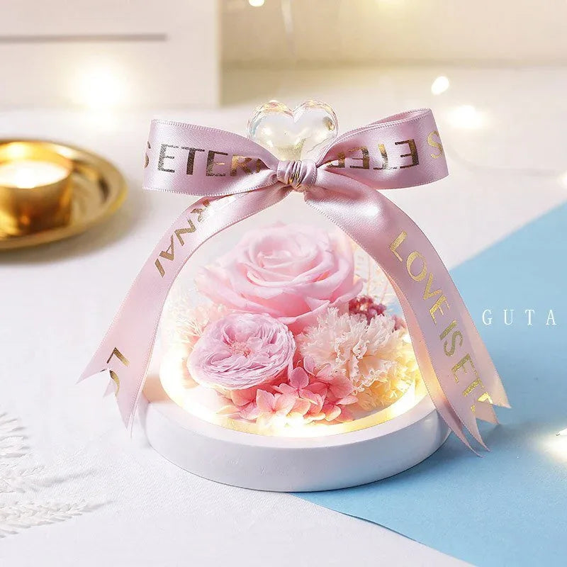 Rose Eternelle Sous Cloche (Trio de Fleurs Rouge) - Rose Eternelle La Boutique