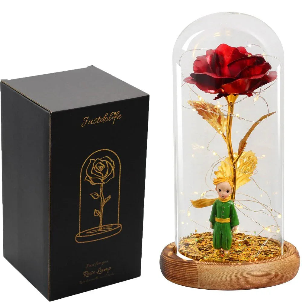 Rose Eternelle Sous Cloche Figurines Or 24K - Rose Eternelle La Boutique
