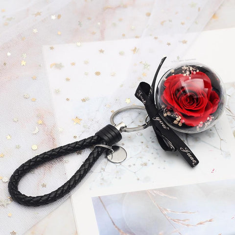 Rose Eterenelle Rouge<br>porte clef - Rose Eternelle La boutique